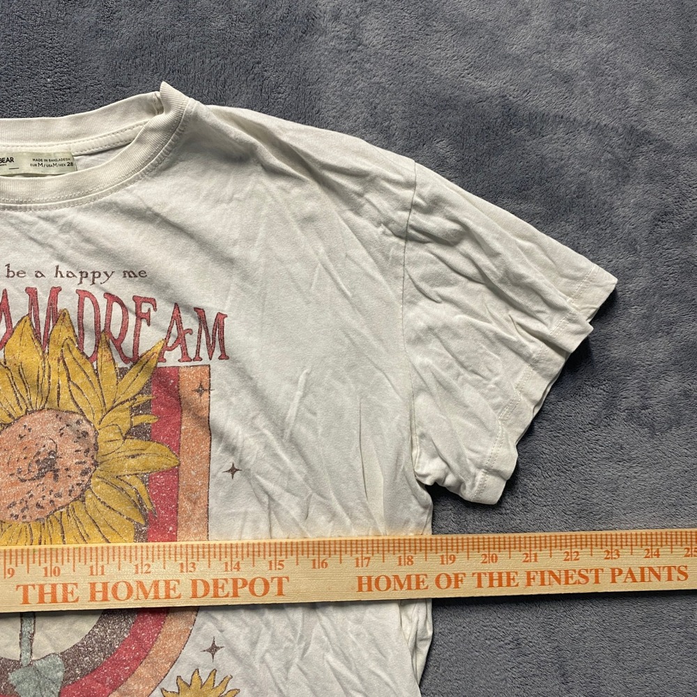 Pull&Bear Tshirt Womens Medium Sunbeam Dream Sunflower Rainbow Graphic Tee - Picture 3 of 5